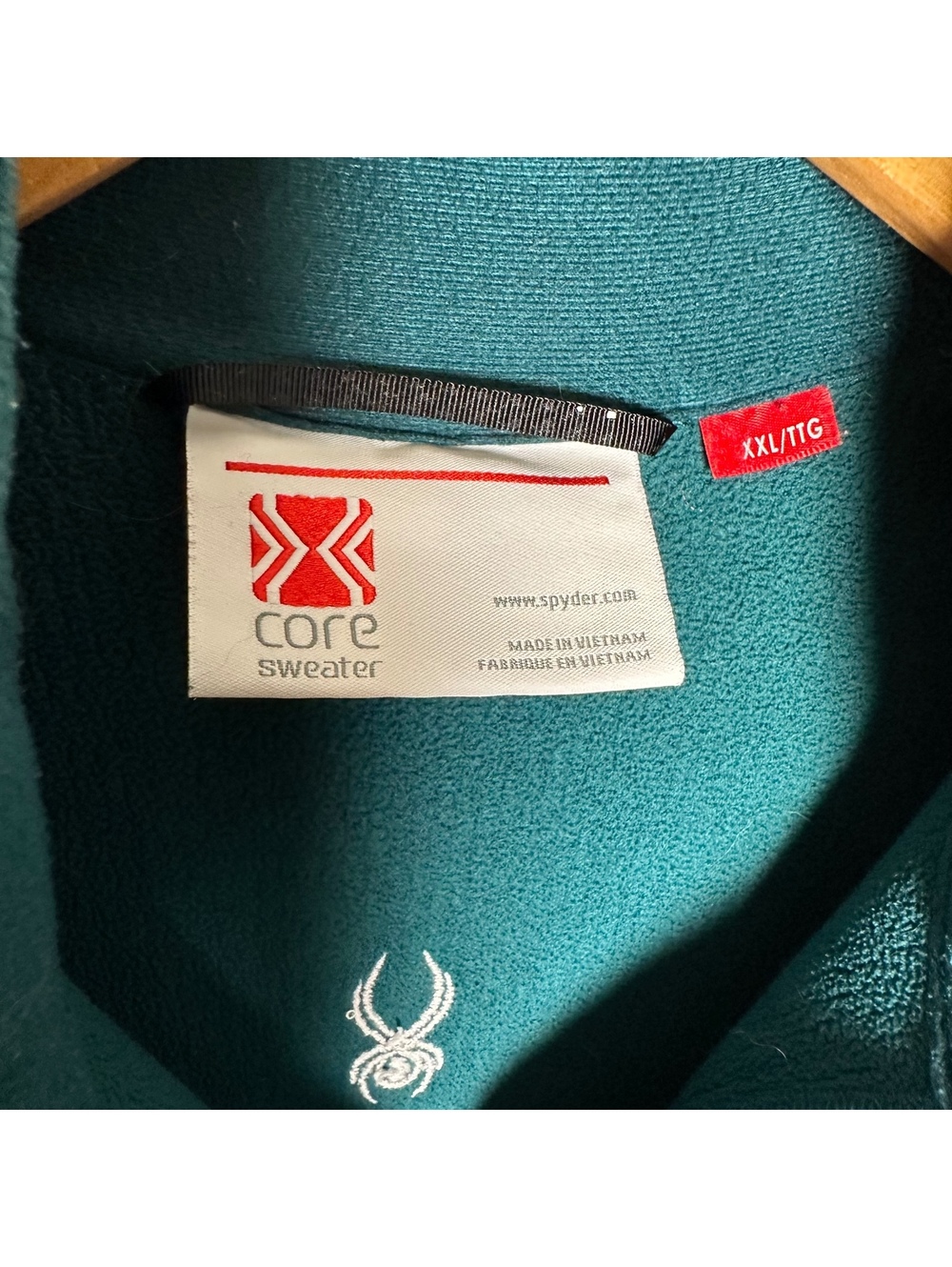 Spyder Core Sweater Jacket XXL Teal Ribbed Knit Full Zip Fleece - Picture 7 of 9